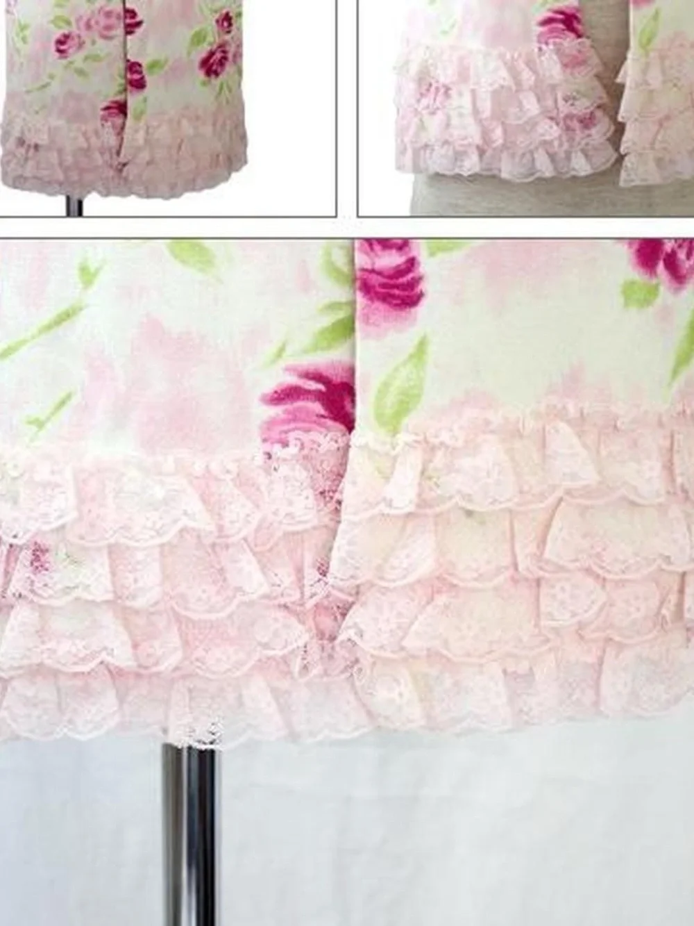 Rare Jesus Diamante Pink Rose Pattern Lace Trim Stole/Scarf